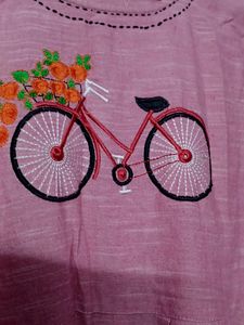 Khadi Cotton Kurti With Beautiful Embroidery