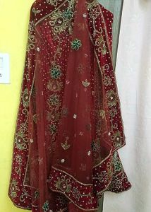 Bridal Fish Cut Full Zardozi Work Zari Kundan Wor