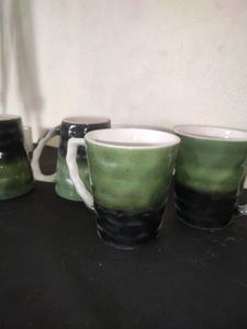 Green Ceramic Mugs (Set of 4)