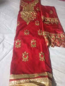 Red & Gold Embroidered Salwar Kameez