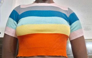 Striped Ribbed Crop Top