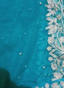Exquisite Silver &amp; Teal Pakistani Wedding Outfit