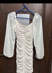 Urbanic Sheer Sleeve Ruched Mini Dress