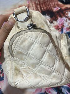 Imported Vintage Quilted Cream Satchel