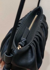 Black Gathered Crossbody Bag