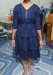 Navy Blue Tiered Mini Dress