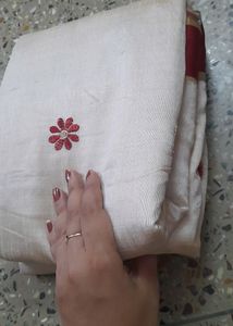 Festive Wear Red White Silk Saree