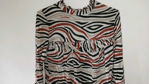 Zebra Print Ruffle Blouse