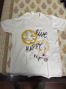 White Graphic Print Tee