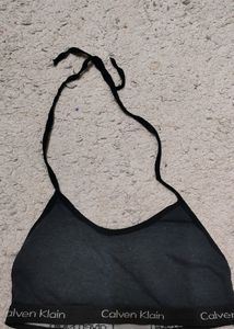 Black Padded Neck Thread Bra