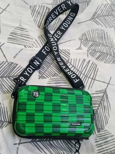Green Checkered Sling Bag