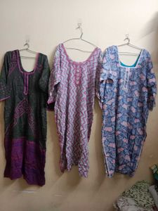 Printed Cotton Kurtas - Set of 3