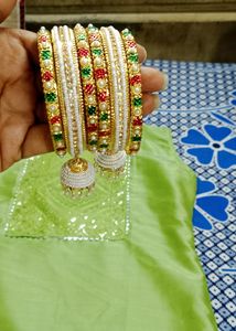 COMBO MULTICOLORED JHUMKA BRACELET WITH EARRINGS