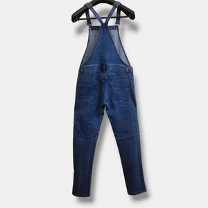 Blue Textured Full Length Dungaree Women