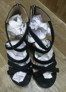 Black Velvet Heels Sandal