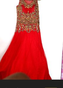 zardosi Red &amp; Gold Ethnic Gown