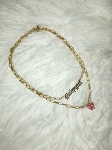 2 Layered golden pendant with butterfly charm