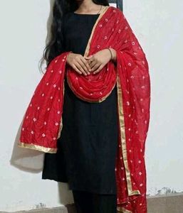 Black Kurta Set With Dupatta