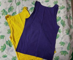Purple And Yellow Full Length Tank Tops