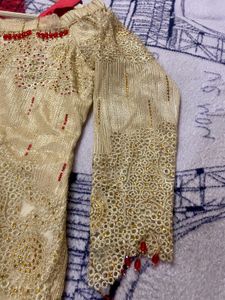 Off shoulder Glittery Golden Partywear Kurti