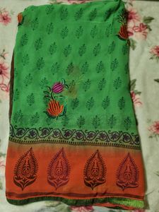 🔥 Sale 🔥 Green Printed Saree