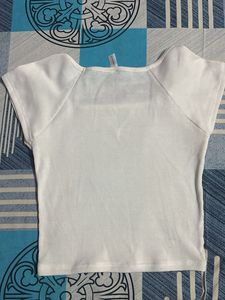 White Ribbed Crop Top