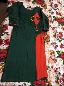 Dark Green Kurti With Design