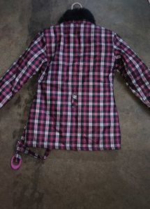 Plaid Jacket with Faux Fur Collar