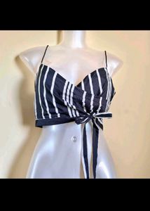 Striped Tie Crop Top Extra Small Size