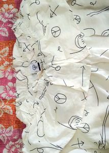 White Patterned Crop Top