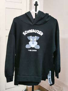 💥BUY1GET1💥 imported black schnauzer graphic print hoodie