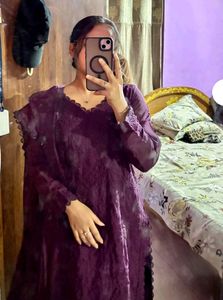 Chikenkari Embroidery Work Kurta Set With Plazo&amp;Du