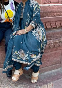 Teal Embroidered Salwar Kameez