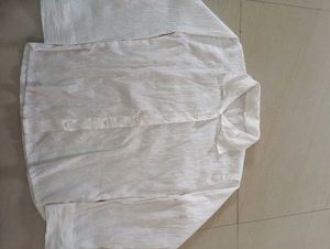 Textured White Button-Down Shirt