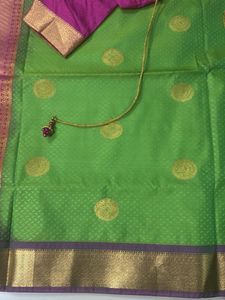 Green &amp; Pink Saree with Blouse