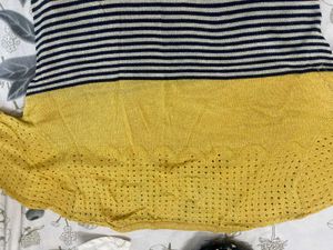 Shimmer Yellow With Blue Strip Top