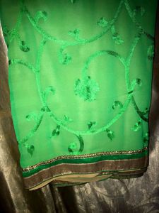 Elegant Green Embroidered Saree