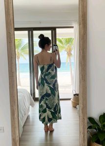 Leaf Print Maxi Dress