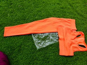 Orange Colored Active Wear Set