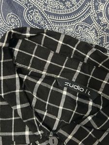 Black &amp; White Plaid Button-Down Shirt
