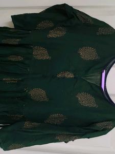 Pure Cotton Green Printed Kurta
