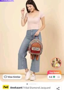 Cotton And Vegan Leather Bag