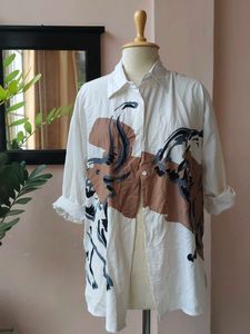 Casual White Printed Top Picked From Thrift Store