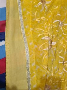 Yellow Saree with beautiful Flowers