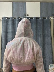 Pink Sequin hoodie style top