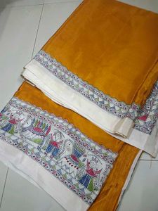 Hand-Painted Tussar Silk Saree