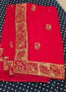 Red Embroidered Saree