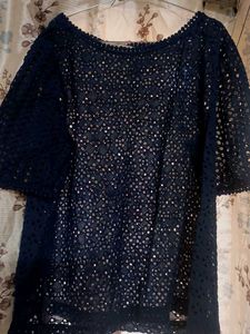 Navy Blue Crochet Top