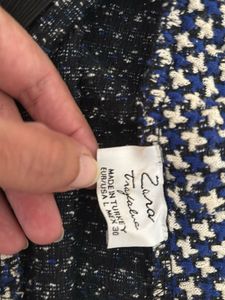 Navy &amp; White Patterned Pencil Skirt