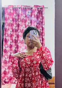 Beautiful Floral Peplum Full Sleeves Short Kurti